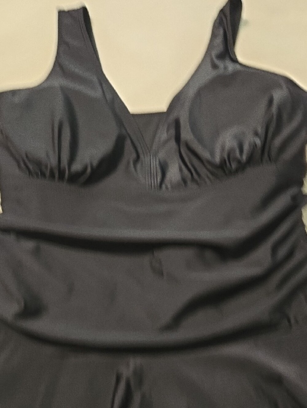 Black Ruched Fit-and-Flare Women's Swim Top - Picture 2 of 5